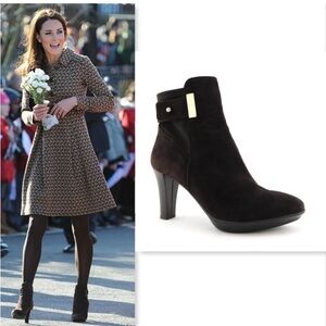 AQUATALIA Women’s Leather Suede Black Heeled Ankle Boots Bootie 6.5